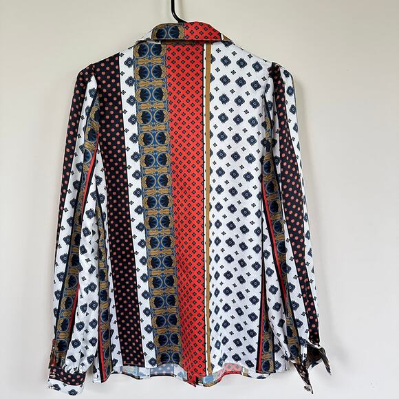 House of Harlow 1960 x Revolve Glenn Blouse in Ivory Pajama Print Long Sleeve XS - Picture 7 of 10